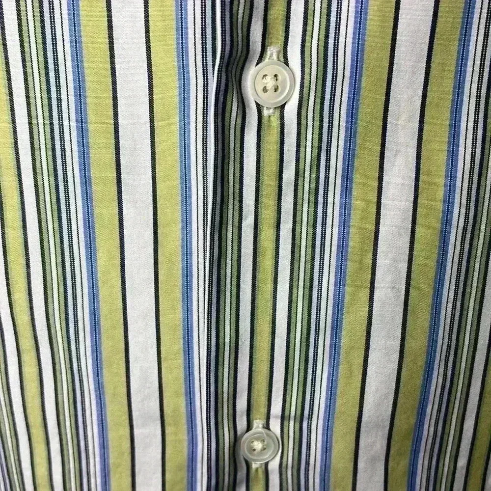 Banana Republic Long Sleeve Striped Button Down Shirt Size L Green, Blue & White
